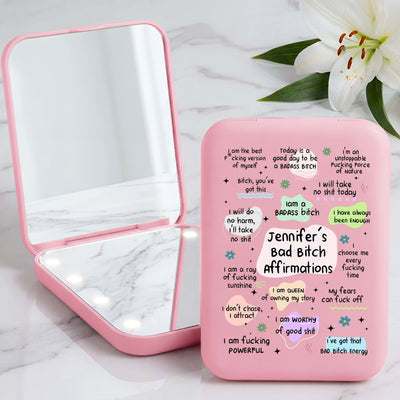 Bad B*tch Affirmations - For Coworkers, Friends, Self Gift With LED Light - Personalized Mirror