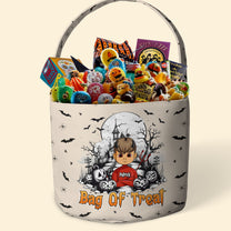 Bag Of Treat Kid Name Halloween - Personalized Halloween Spooky Basket