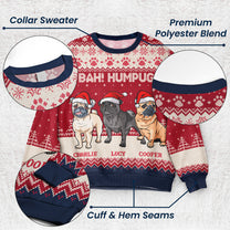 Bah Hum Pug Dog Lovers - Personalized Ugly Sweater