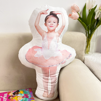 Ballerina Girl Ballet Dancing Daughters, Granddaughters - Personalized Photo Custom Shaped Pillow