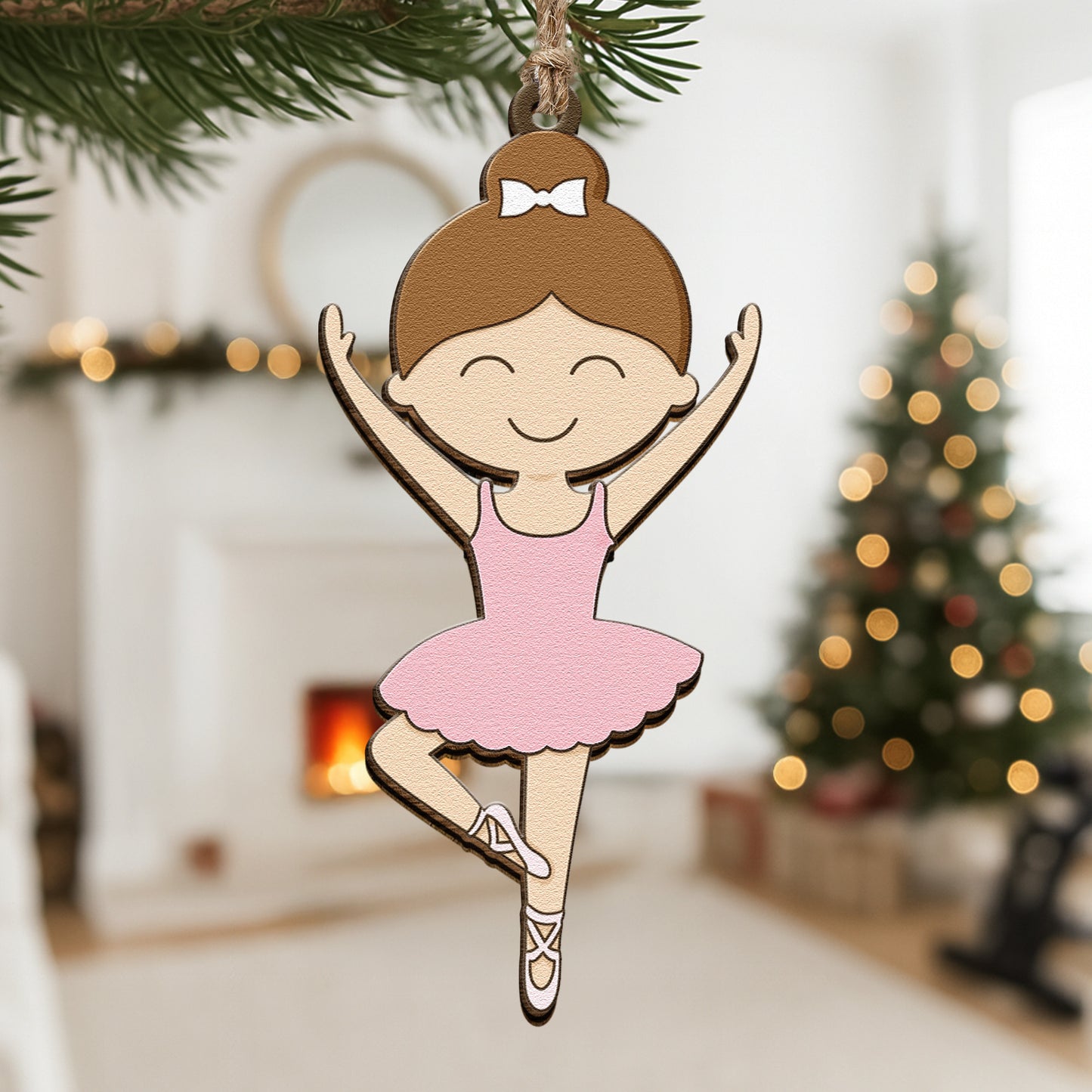 Ballerina Ornament For Girls 2D Flat - Wooden Ornament
