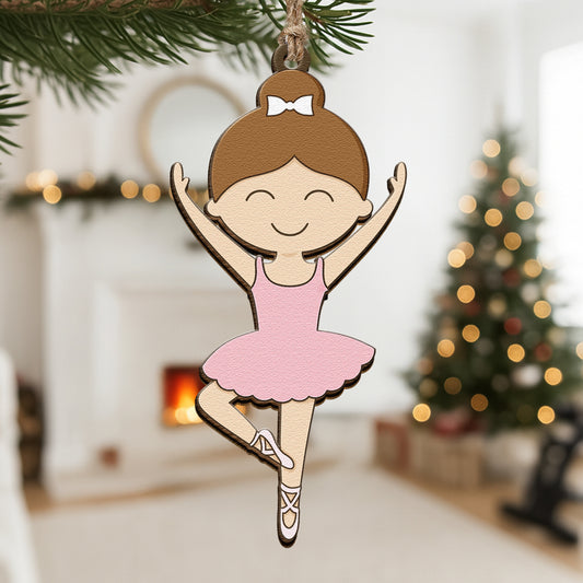 Ballerina Ornament For Girls 2D Flat - Wooden Ornament