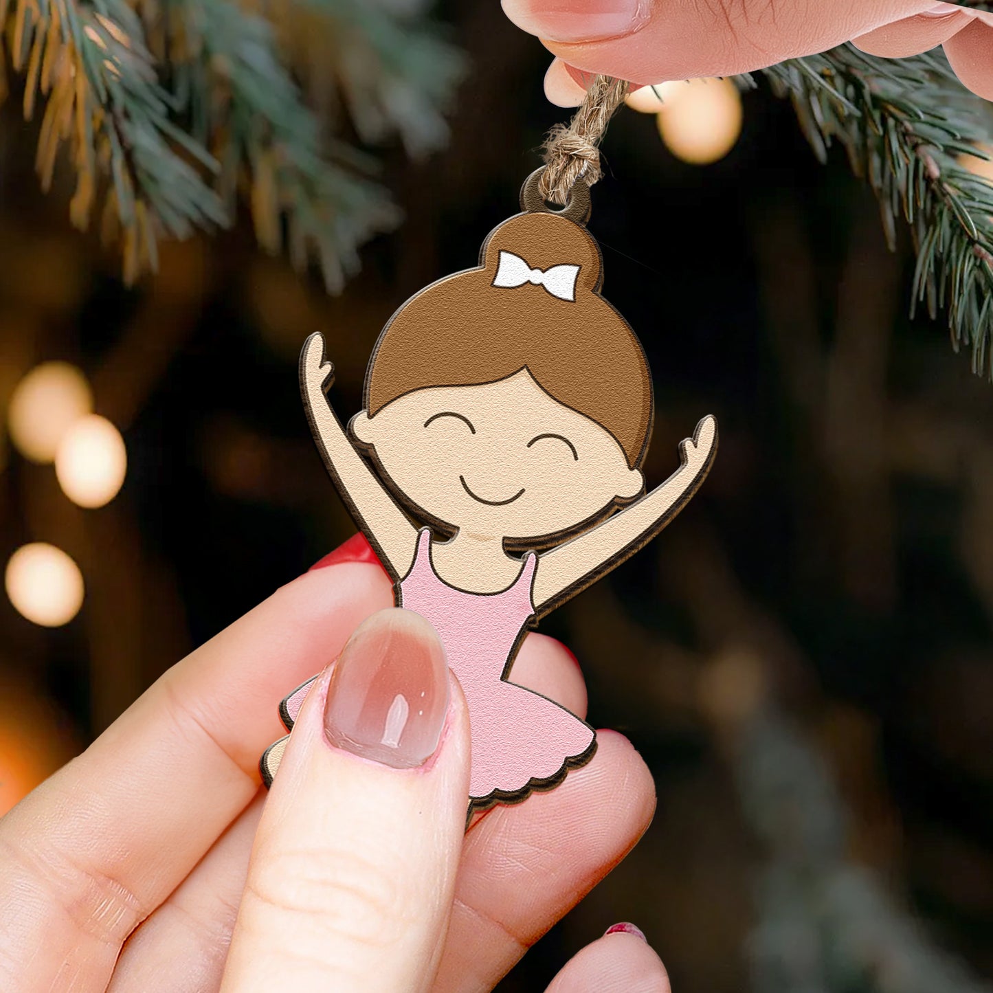 Ballerina Ornament For Girls 2D Flat - Wooden Ornament