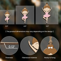 Ballerina Ornament For Girls 2D Flat - Wooden Ornament