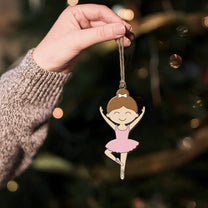 Ballerina Ornament For Girls 2D Flat - Wooden Ornament
