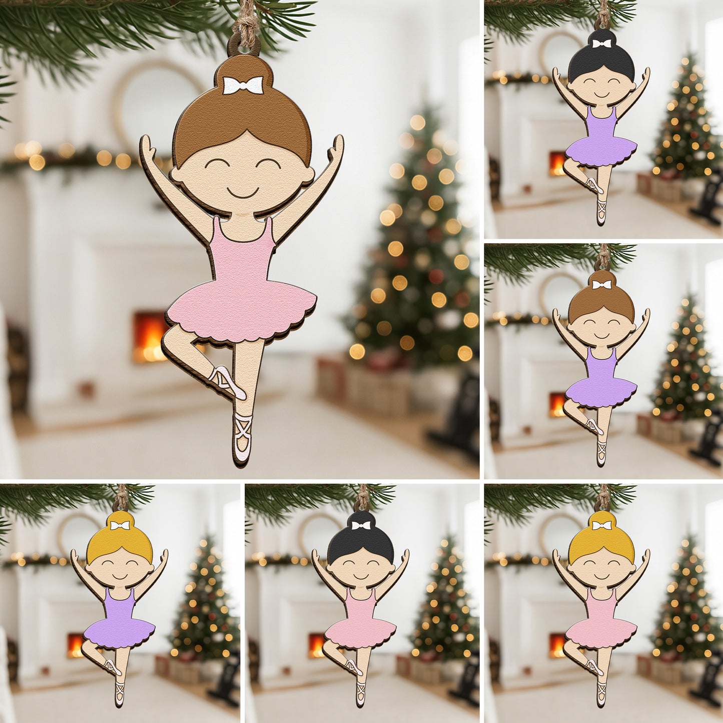 Ballerina Ornament For Girls 2D Flat - Wooden Ornament