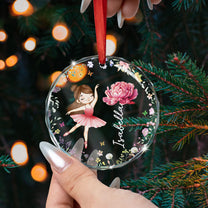 Ballerina, Ballet Girl Birth Flower - Personalized Glass Ornament
