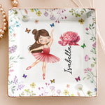 Ballerina, Ballet Girl Birth Flower - Personalized Jewelry Dish