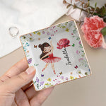 Ballerina, Ballet Girl Birth Flower - Personalized Jewelry Dish