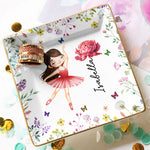 Ballerina, Ballet Girl Birth Flower - Personalized Jewelry Dish