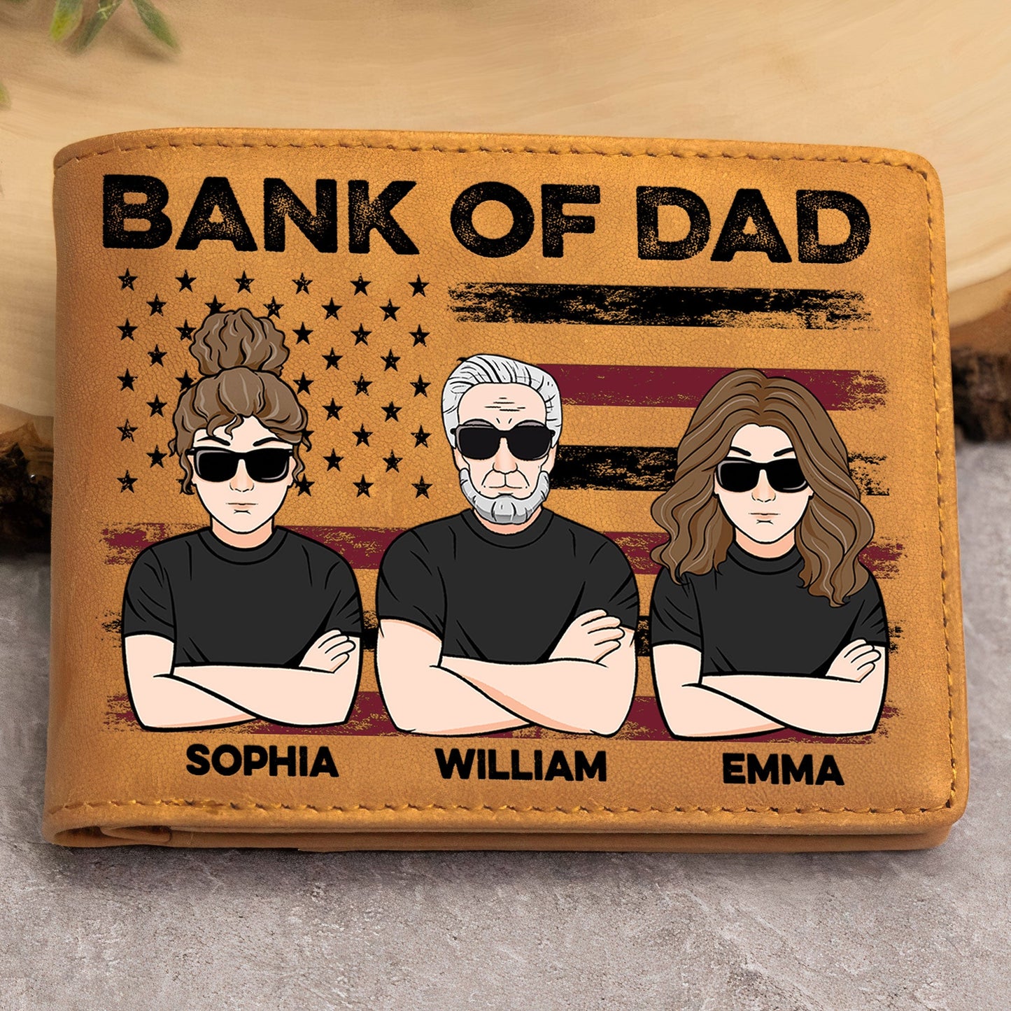 Bank Of Dad - Personalized Leather Wallet