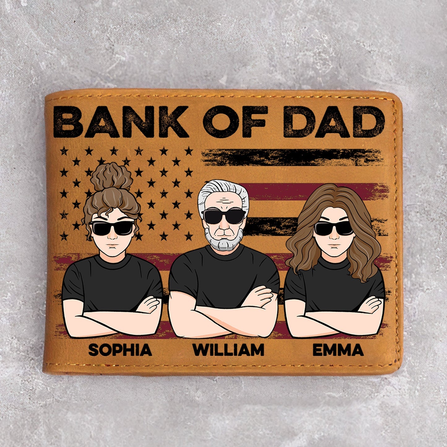 Bank Of Dad - Personalized Leather Wallet