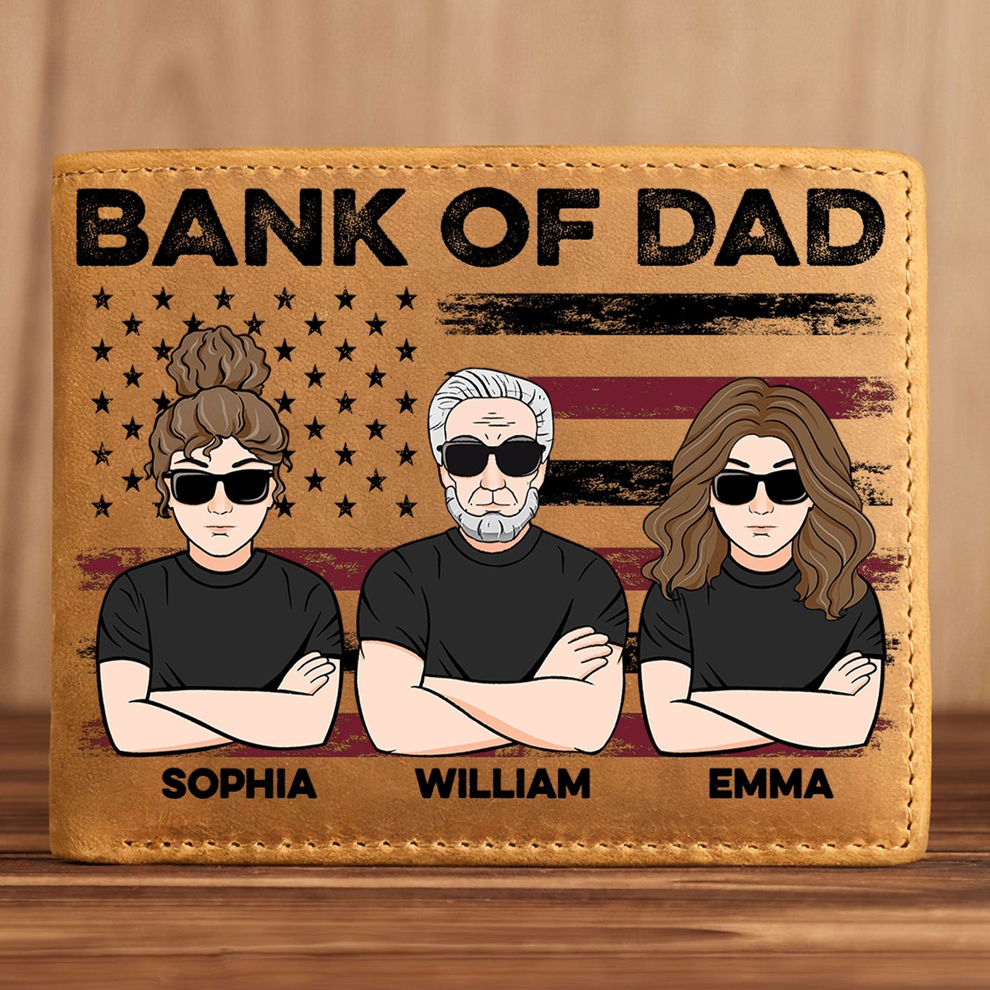 Bank Of Dad - Personalized Leather Wallet