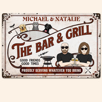 Bar & Grill Proudly Serving - Personalized Metal Sign