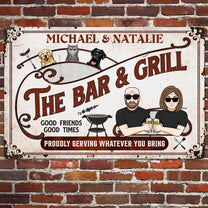 Bar & Grill Proudly Serving - Personalized Metal Sign