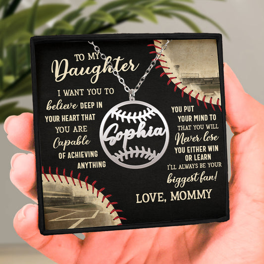 Baseball And Softball Pattern - Custom Name Necklace