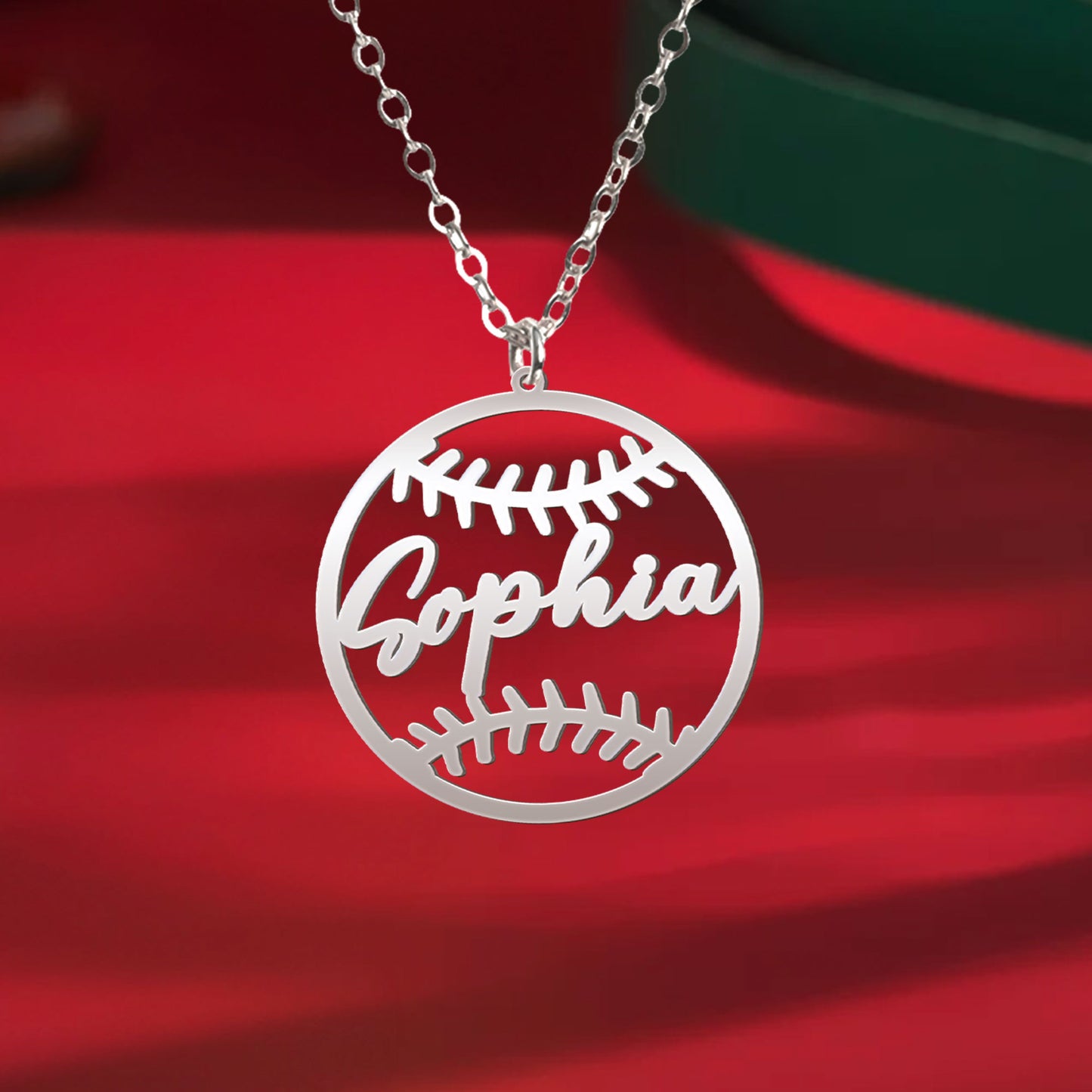 Baseball And Softball Pattern - Custom Name Necklace