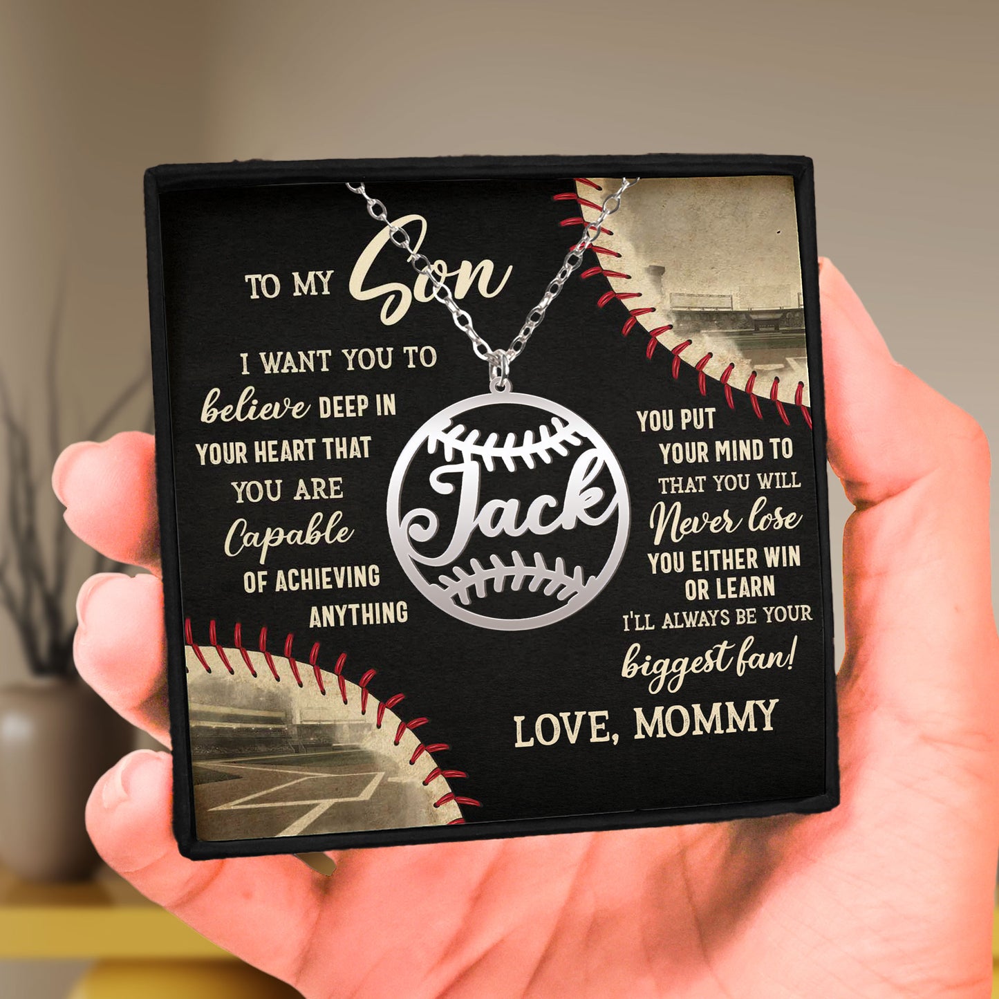 Baseball And Softball Pattern - Custom Name Necklace