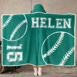 Baseball Custom Name Number - Personalized Wearable Blanket Hoodie