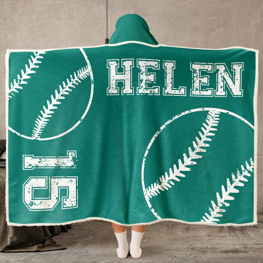 Baseball Custom Name Number - Personalized Wearable Blanket Hoodie