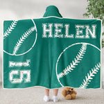 Baseball Custom Name Number - Personalized Wearable Blanket Hoodie