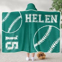 Baseball Custom Name Number - Personalized Wearable Blanket Hoodie
