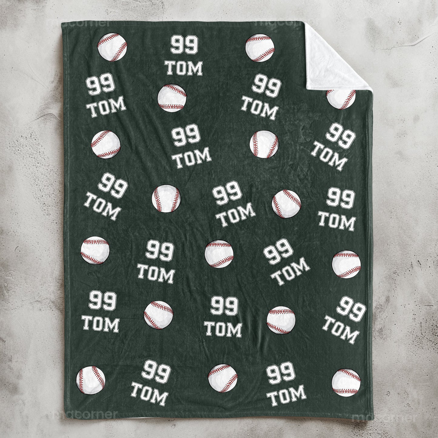 Baseball Custom Name, Number - Personalized Blanket