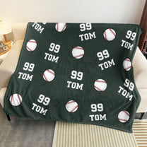 Baseball Custom Name, Number - Personalized Blanket