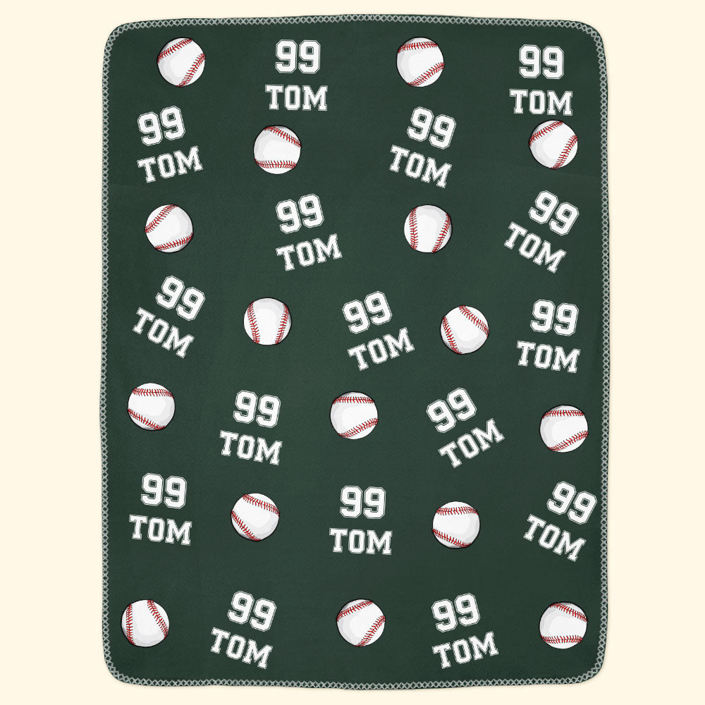 Baseball Custom Name, Number - Personalized Blanket