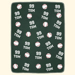 Baseball Custom Name, Number - Personalized Blanket