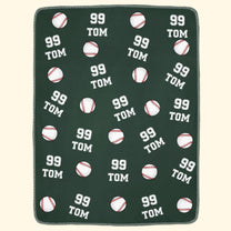 Baseball Custom Name, Number - Personalized Blanket