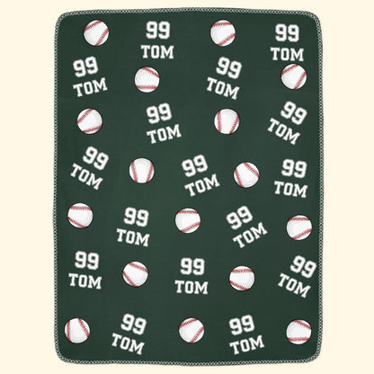 Baseball Custom Name, Number - Personalized Blanket