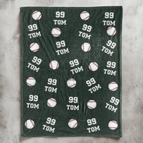 Baseball Custom Name, Number - Personalized Blanket