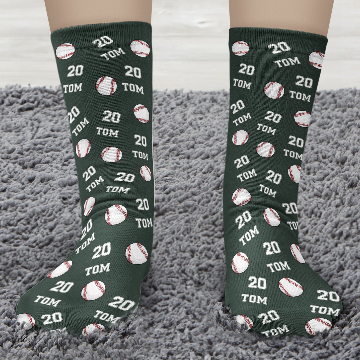 Baseball Custom Name, Number - Personalized Crew Socks