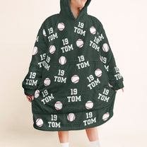 Baseball Custom Name, Number - Personalized Oversized Blanket Hoodie