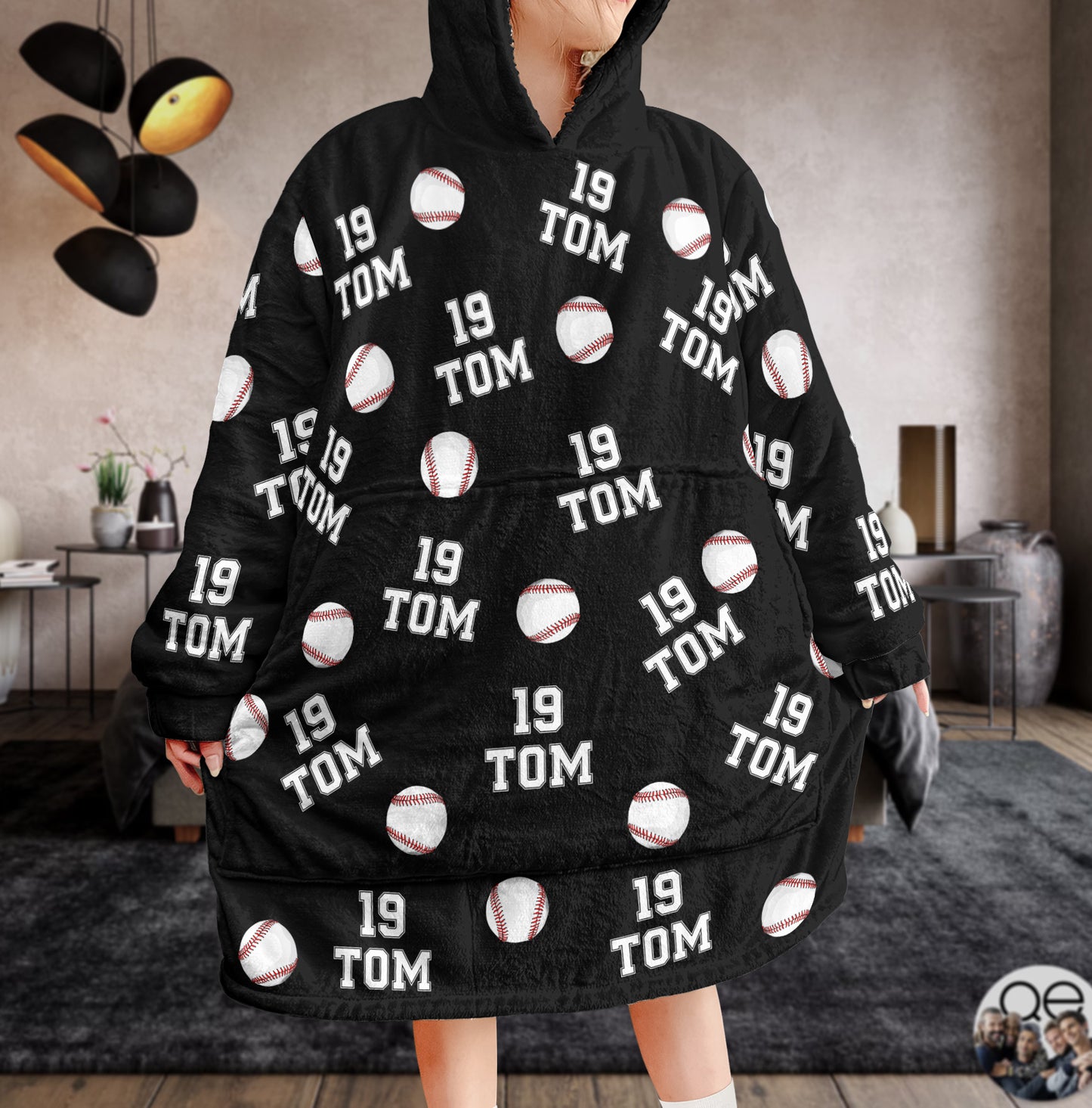 Baseball Custom Name, Number - Personalized Oversized Blanket Hoodie