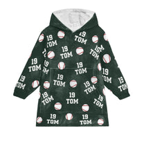 Baseball Custom Name, Number - Personalized Oversized Blanket Hoodie