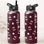 Baseball Custom Name, Number - Personalized Stainless Steel Water Bottle
