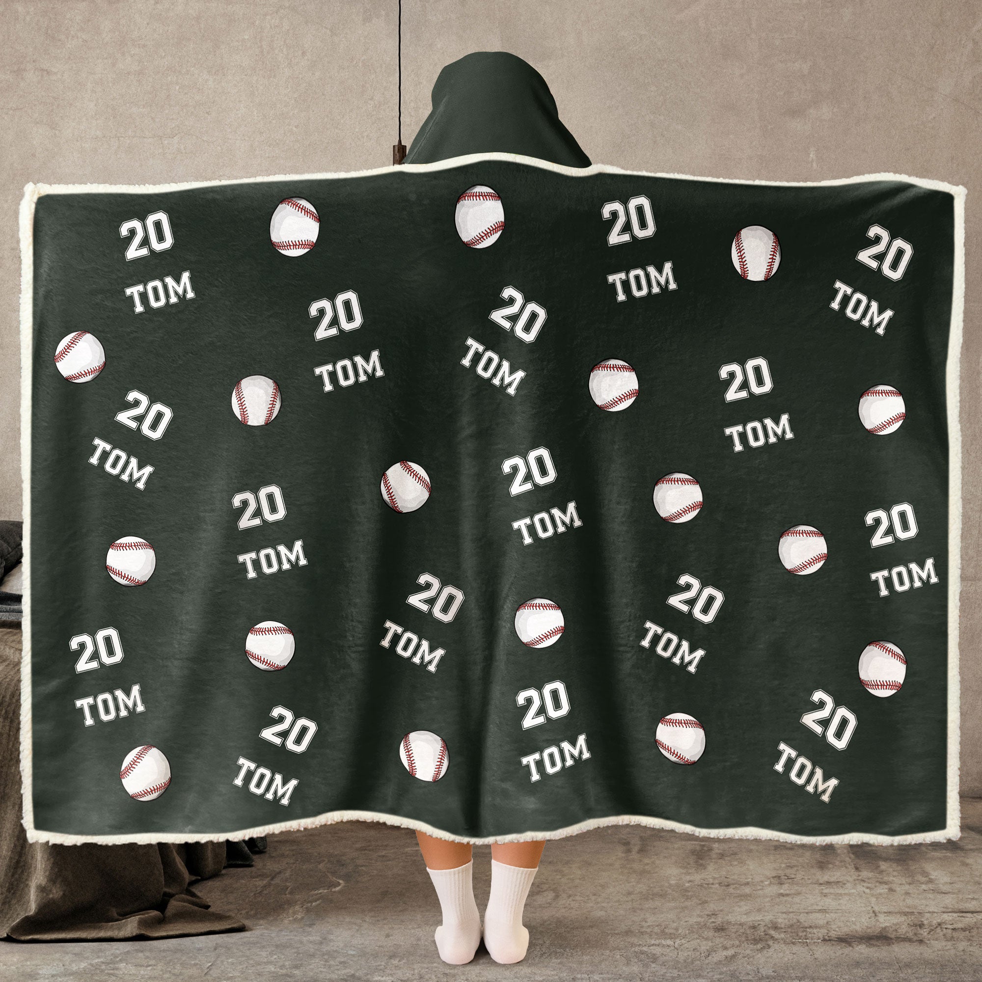 Baseball Custom Name, Number - Personalized Wearable Blanket Hoodie