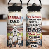 Baseball Dad We Scored A Home Run - Personalized Stainless Steel Water Bottle