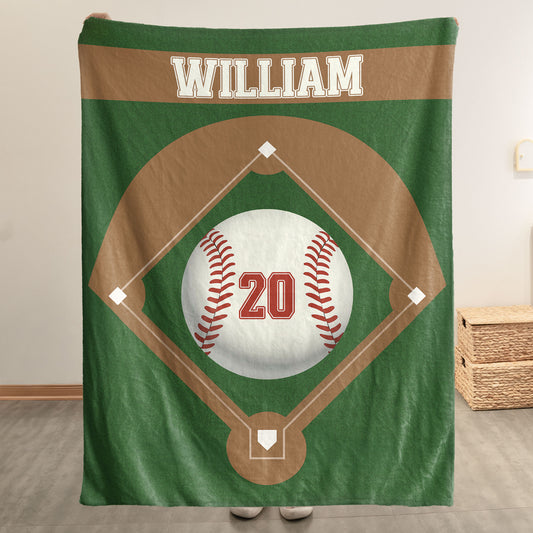 Baseball Field Custom Name And Number - Personalized Blanket