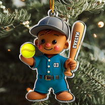 Baseball Gingerbread Christmas Ornament Gift For Kid, Baseball Lover - Personalized Acrylic Ornament