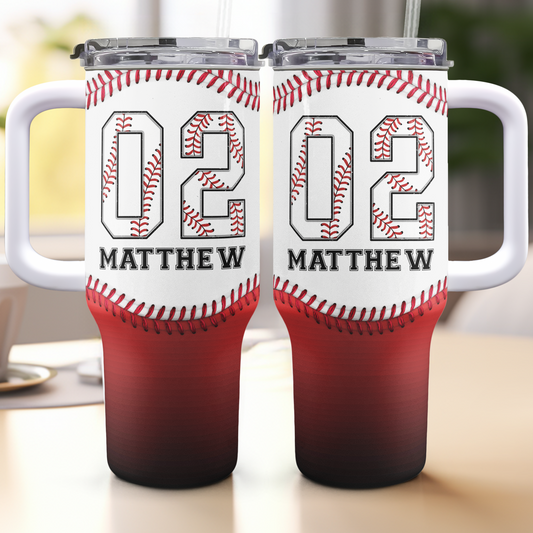 Baseball Gradient - Personalized 40oz Tumbler With Straw