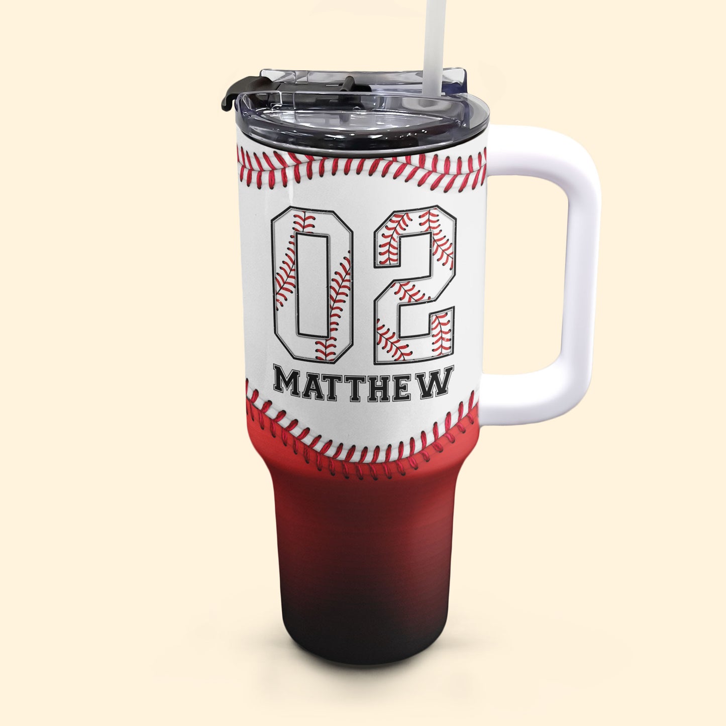Baseball Gradient - Personalized 40oz Tumbler With Straw
