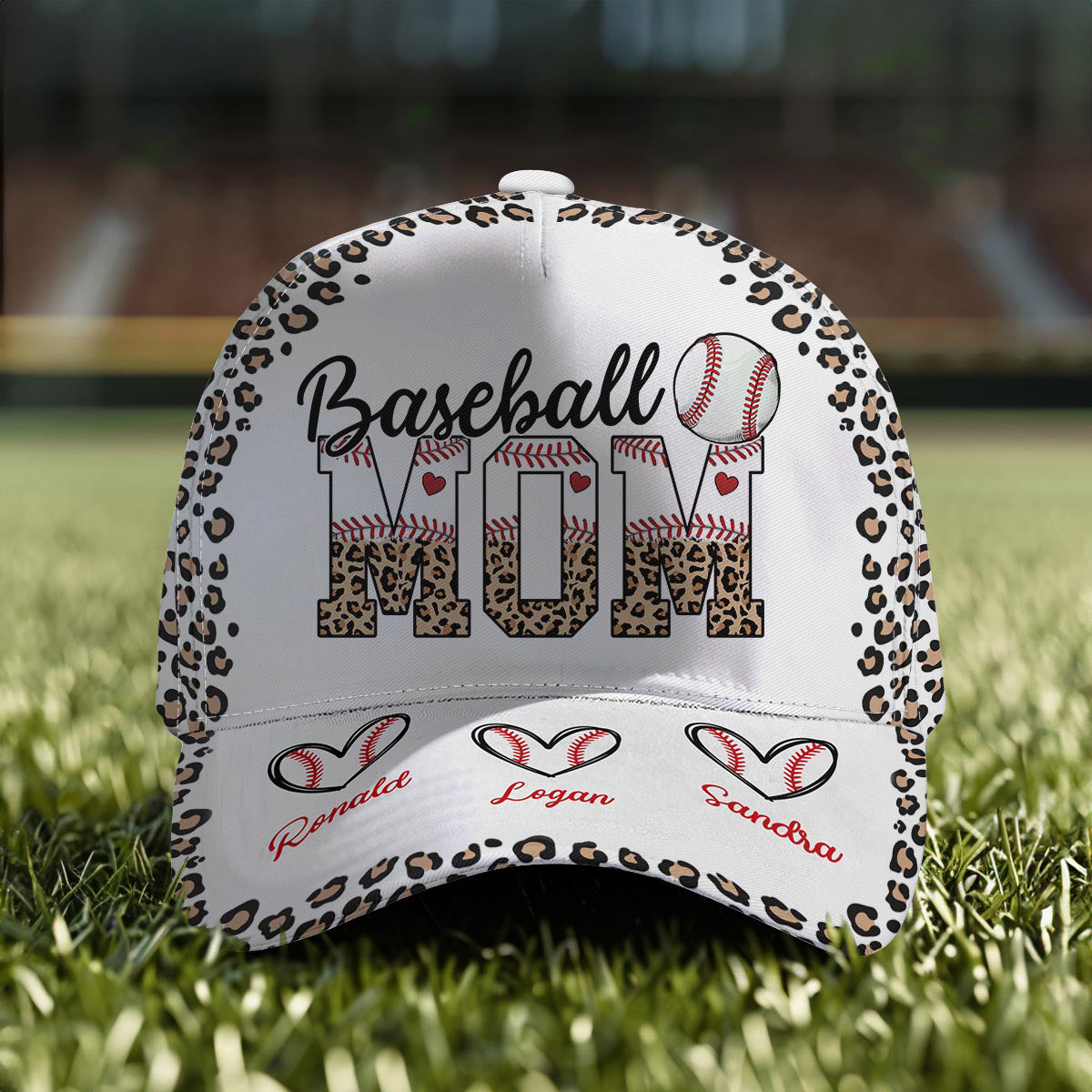 Baseball Mom Leopard Custom Name Number - Personalized Classic Cap