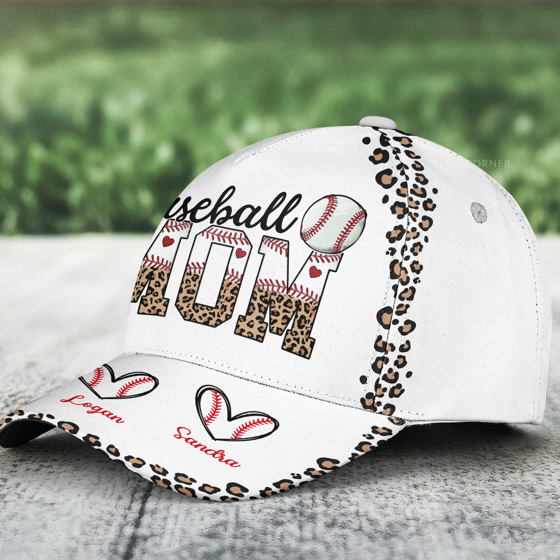 Baseball Mom Leopard Custom Name Number - Personalized Classic Cap