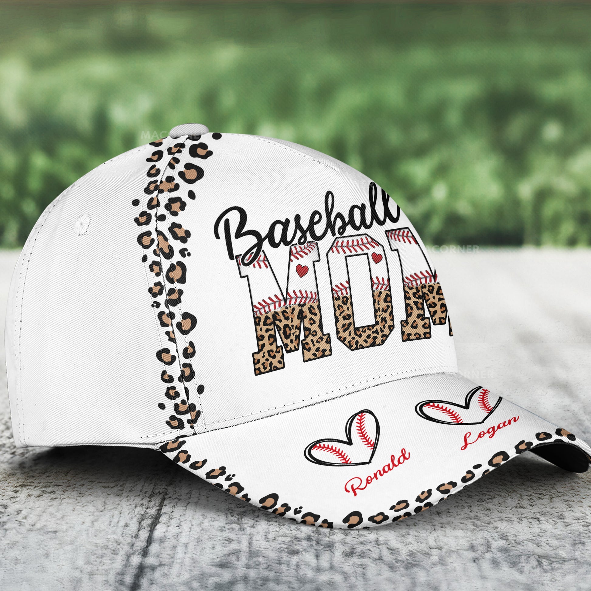 Baseball Mom Leopard Custom Name Number - Personalized Classic Cap