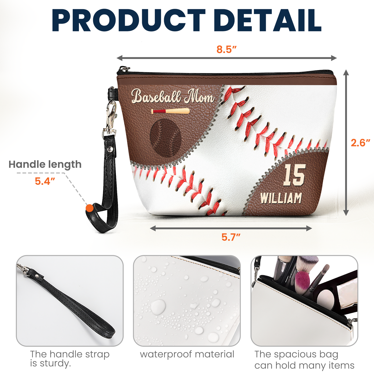 Baseball Mom - Personalized Cosmetic Bag