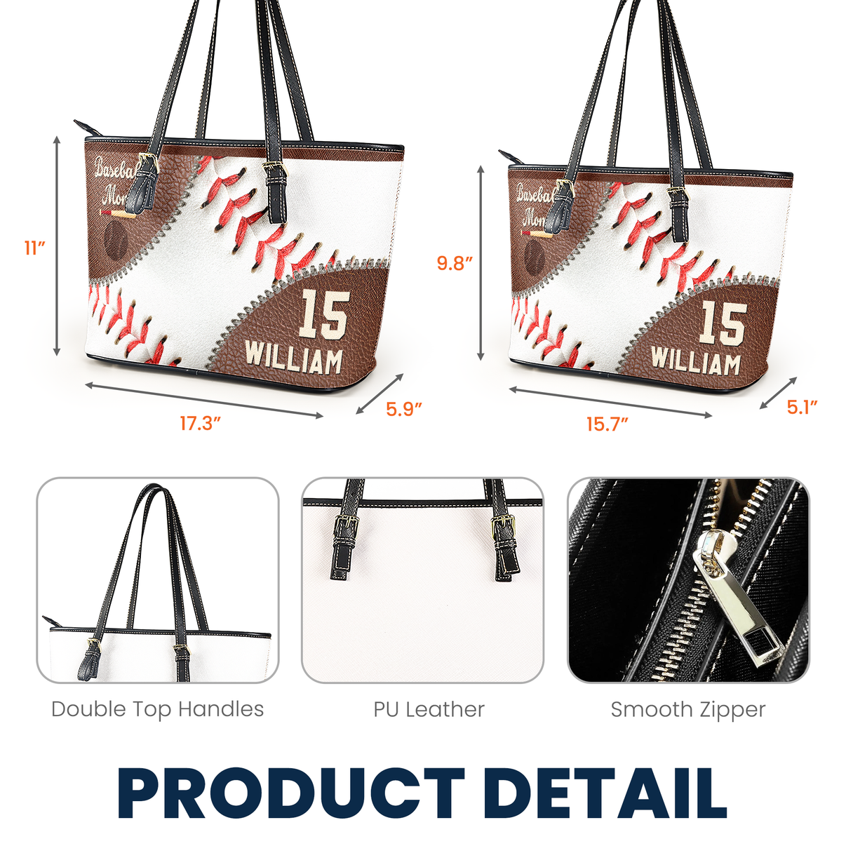 Baseball Print Pattern Leather Tote Bag main image 1
