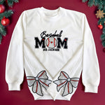 Baseball Mom, Softball Mom - Personalized Side Bow Embroidered Sweatshirt